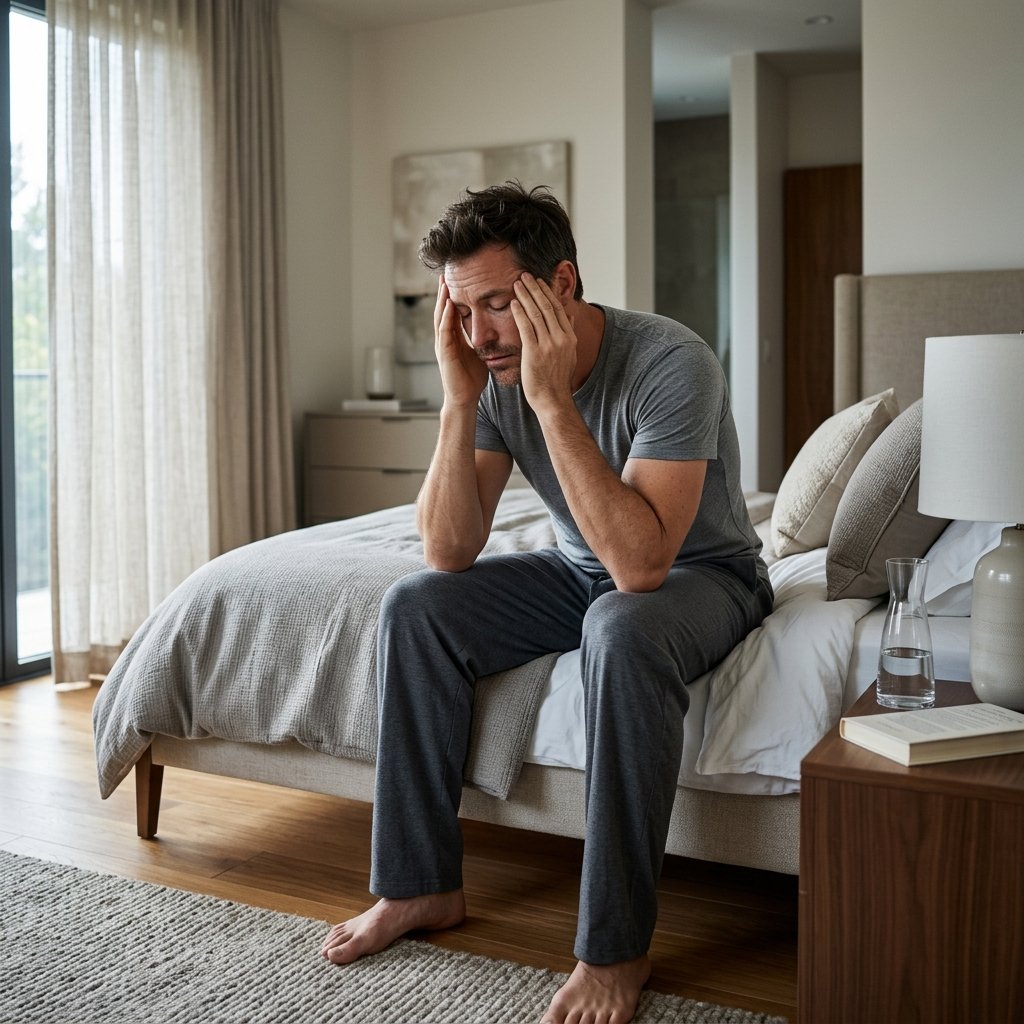 Paciente acordando extremamente cansado com dor de cabeça
